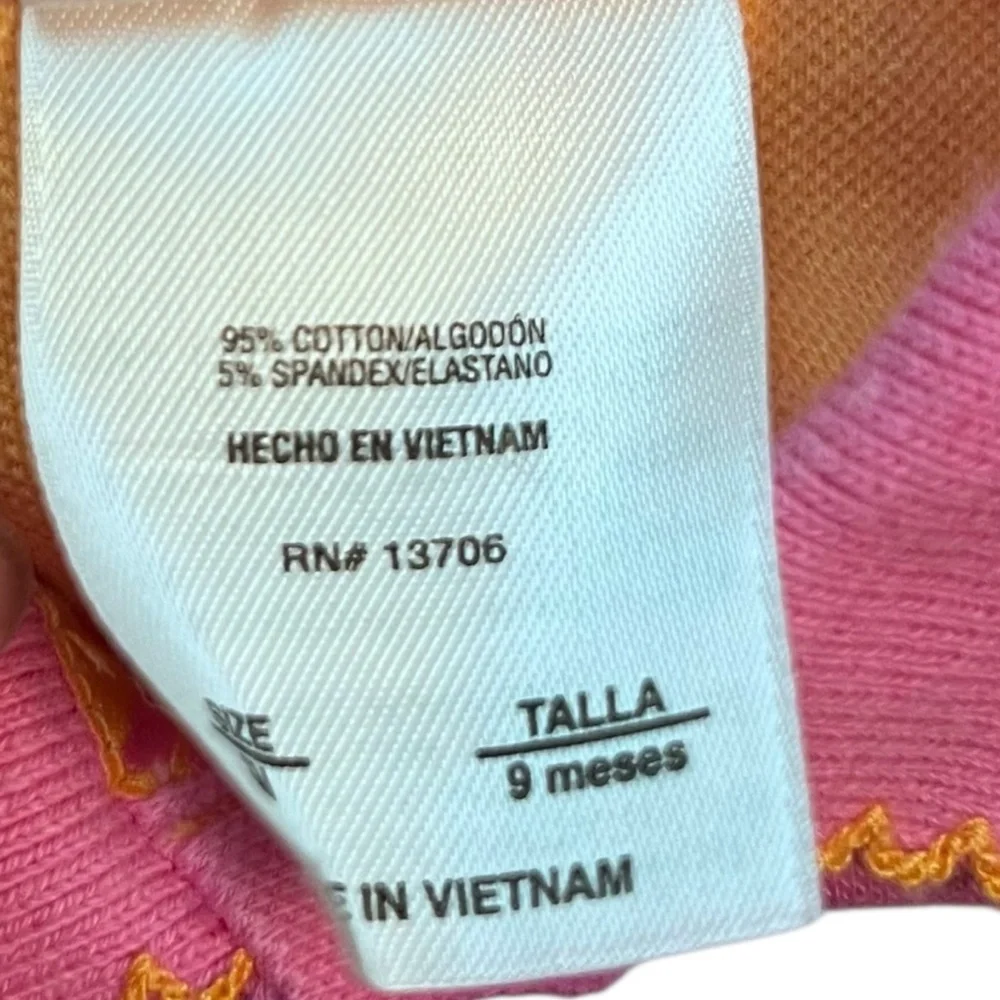 Adidas Baby Girl Polo Dress Pink Orange Trim Size 9 Months‎